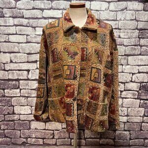 Silverado Multicolored Tapestry Button Down Jacket Size L